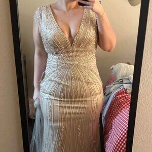 Gold/Champagne Evening Dress Sz 14 NWT Cinderella LaDivine